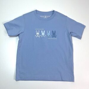 Psycho Bunny Boys T-Shirt Blue Crew Neck Short Sleeve Graphic Print Size 5/6